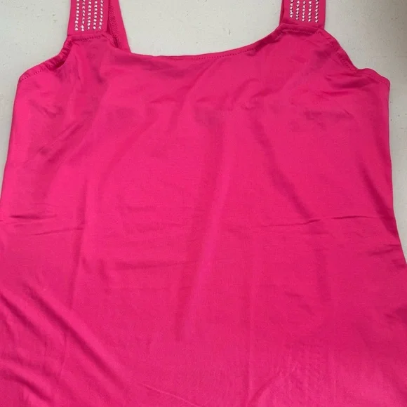 Hot Pink Rhinestone Strap Women's Top - Picture 4 of 4